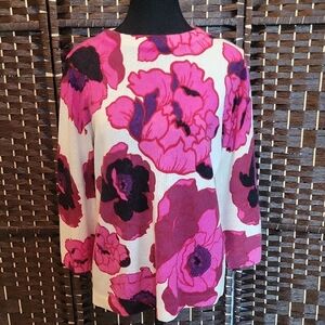 Talbots Vibrant Pink and Purple Floral Blouse